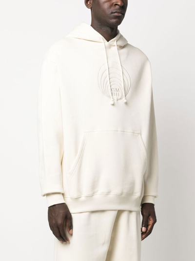 Gmbh Logo-embroidered Organic Cotton Hoodie In Beige
