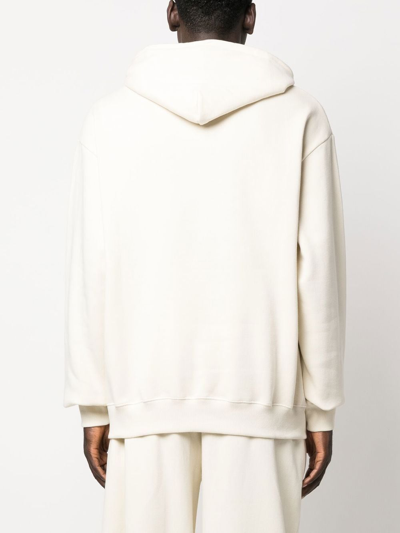 Gmbh Logo-embroidered Organic Cotton Hoodie In Beige