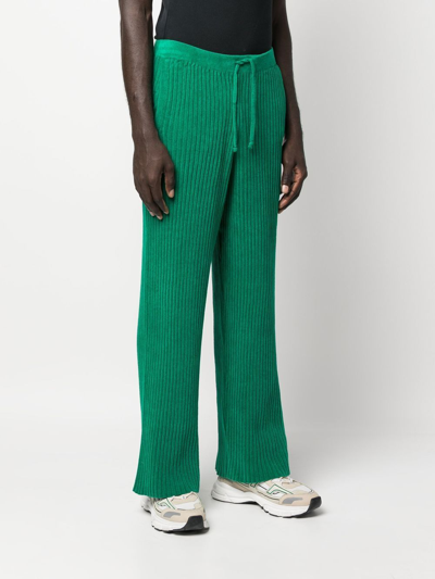 Shop Bonsai Ribbed-knit Straight-leg Trousers In Grün