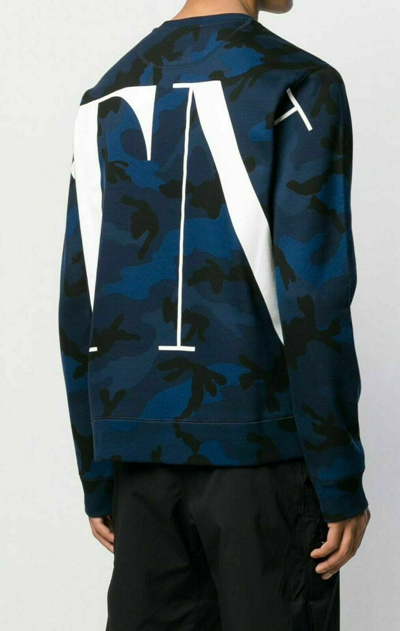 Pre-owned Valentino Camouflage Jersey Logo Sweatshirt Jumper Pullover Jumper Camo M