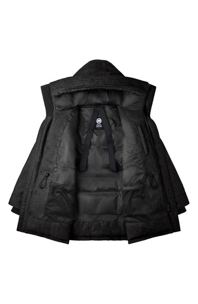 Shop Canada Goose Langford Windproof 625-fill Power Wool Blend Parka In Carbon Melange