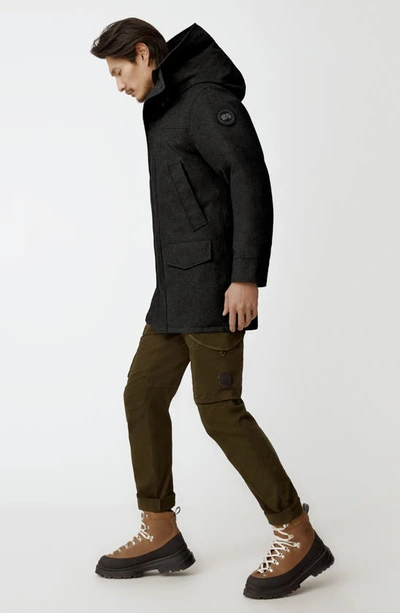 Canada Goose Langford Windproof 625-fill Power Wool Blend Parka In Carbon Melange