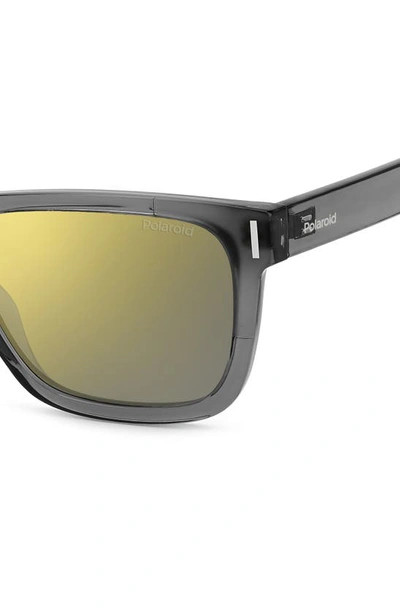 Shop Polaroid 54mm Polarized Square Sunglasse In Grey/ Grey Gold Multilayer