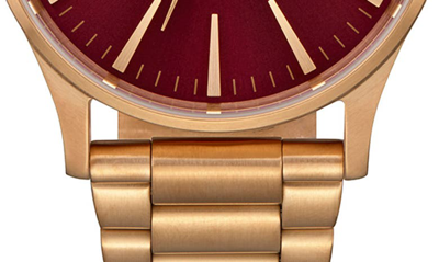 Shop Nixon The Sentry Bracelet Watch, 42mm In Oxblood Sunray / Gold