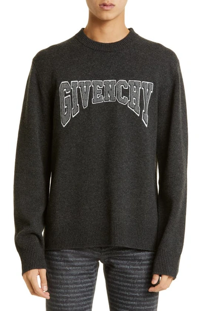 Shop Givenchy Embroidered Logo Wool & Cashmere Sweater In Black/ Natural