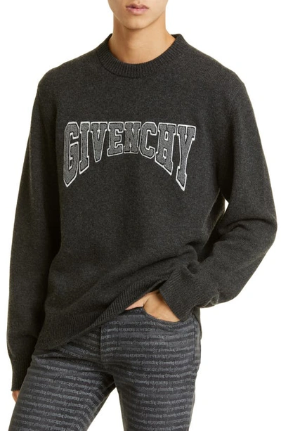 Shop Givenchy Embroidered Logo Wool & Cashmere Sweater In Black/ Natural