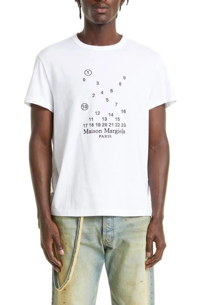 Shop Maison Margiela Number Logo Cotton T-shirt In White