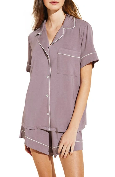 Shop Eberjey Gisele Relaxed Fit Jersey Short Pajamas In Amethyst/ Ivory