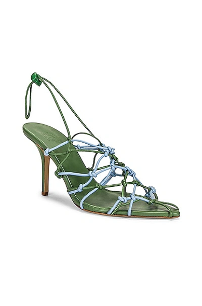Shop Gia Borghini Woven Sandal In Algae Green & Ice Blue