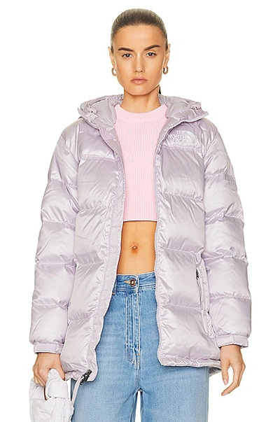 Shop The North Face Nuptse Belted Mid Jacket In Lavender Fog & Shine