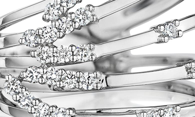 Hueb Luminus Stacked Diamond Ring In White Gold