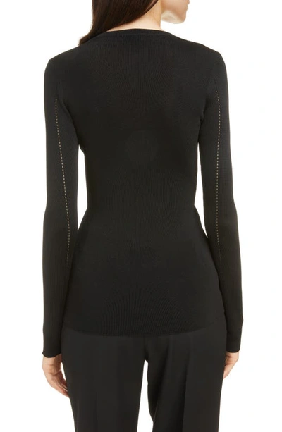 Shop Saint Laurent Pointelle Detail Sweater In Black