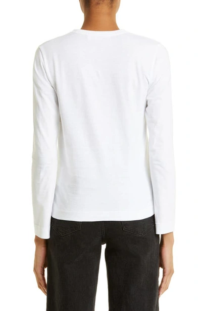 Shop Comme Des Garçons Play Heart Long Sleeve T-shirt In White
