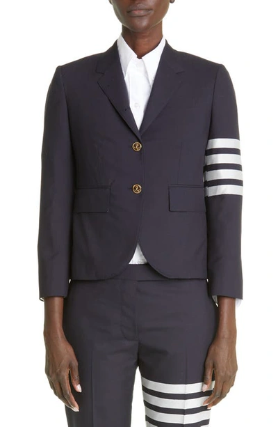 Shop Thom Browne 4-bar Wool Crop Skinny Pants In Navy