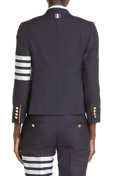 Thom Browne 4-bar Low Rise Wool Crop Skinny Pants In Navy