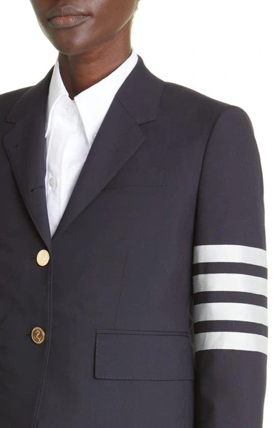 Thom Browne 4-bar Low Rise Wool Crop Skinny Pants In Navy