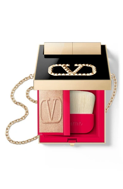 Shop Valentino Go-clutch Highligher And Mini Lipstick Set In 111 Golden Notte