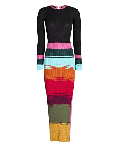 Shop Staud Edna Striped Sweater Maxi Dress In Multi