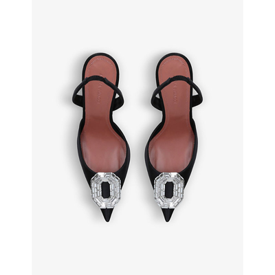Amina Muaddi Camelia Patent Leather Slingback Pumps In Black
