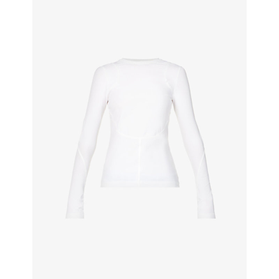 Shop Givenchy Cut-out Long-sleeve Stretch-jersey Top In White