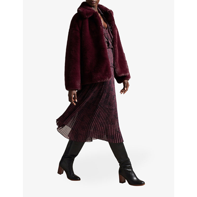 Shop Ted Baker Liliam Oversized-collar Faux-fur Coat In Dp-purple