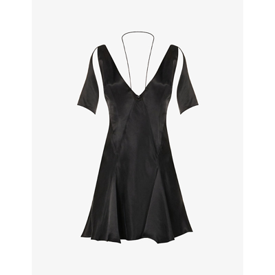 Shop 16arlington Tauri V-neck Woven Mini Dress In Black