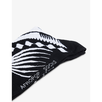 Shop Afropop Socks Men's Black/white Dashiki Graphic-print Stretch-cotton Blend Socks