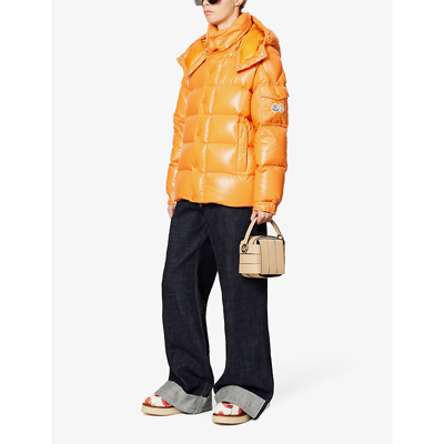 Shop Moncler Women's Orange Maya Padded Shell-down Jacket