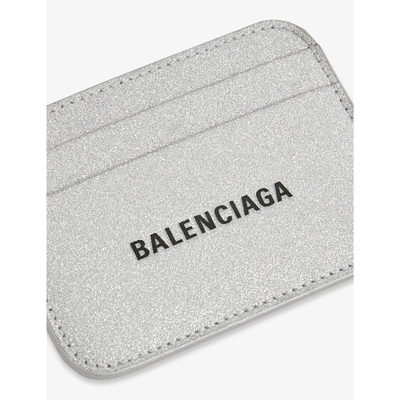 Shop Balenciaga Silver / Black Cash Logo-embossed Woven Card Holder