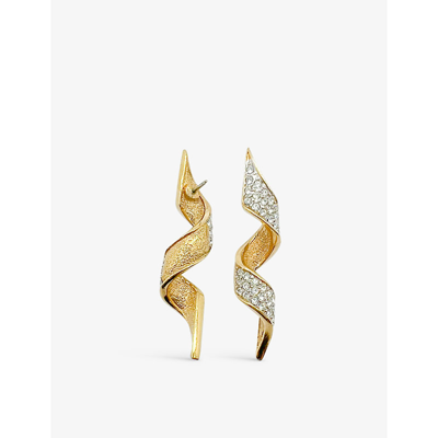 Shop Jennifer Gibson Jewellery Womens Gold Crystal Pre-loved Yellow Gold-plated And Crystal Earrings