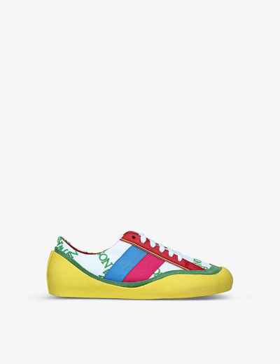 Shop Jw Anderson Bubble Brand-print Cotton And Leather-blend Low-top Trainers In Mult/other