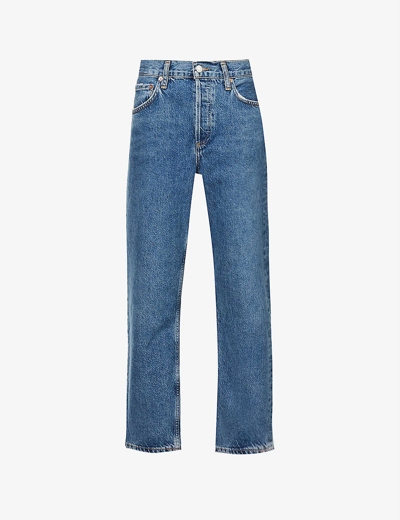 Shop Agolde Women's Vision Wyman Straight-leg Low-rise Organic-denim Jeans