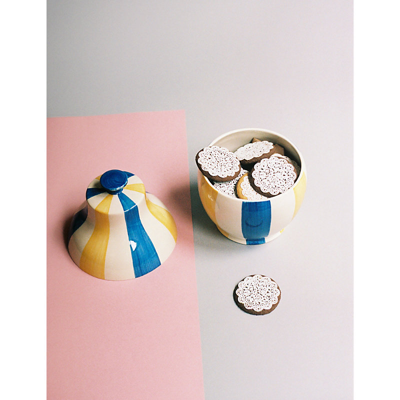 Shop Hay Blue And Yellow Sobremesa Stripe Stoneware Cookie Jar 25cm