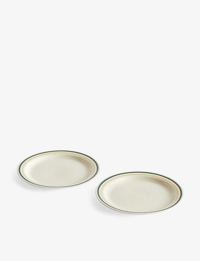 Shop Hay Sobremesa Stoneware Plates Set Of Two 24.5cm In Green And Sand