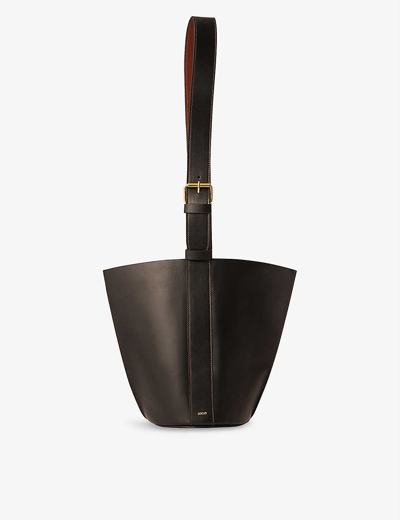 Shop Soeur Sac Saul Adjustable-strap Leather Shoulder Bag In Black/cognac