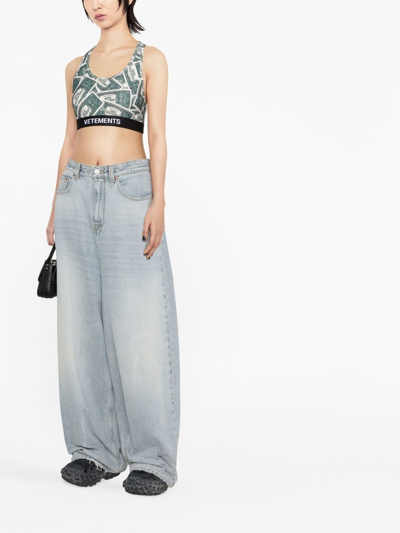 Vetements Million Dollar-print Sports Bra In Green