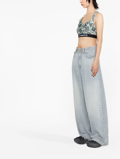 Vetements Million Dollar-print Sports Bra In Green