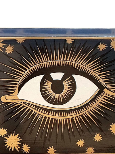 Les-ottomans Eye-print Iron Tray In Blue