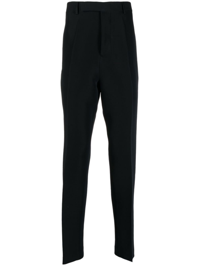Rick Owens Pleated Tapered-leg Trousers In Blue