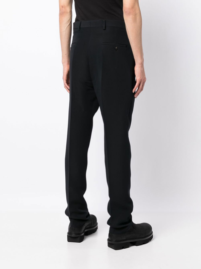 Rick Owens Pleated Tapered-leg Trousers In Blue