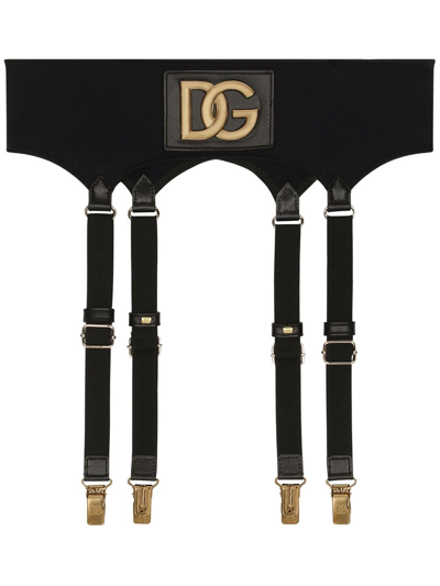 Shop Dolce & Gabbana Dg Logo-plaque Suspender Belt In Black