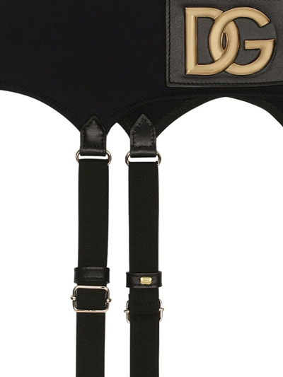 Dolce & Gabbana Dg Logo-plaque Suspender Belt In Black
