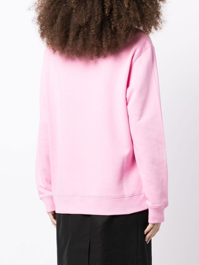 Shop Msgm Logo-print Crew-neck Sweatshirt In Pink