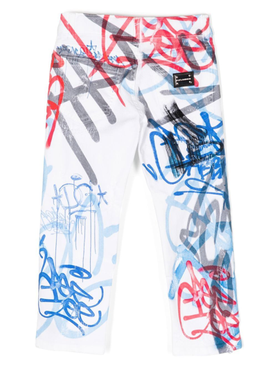 Shop Dolce & Gabbana Graffiti-print Five-pocket Jeans In Multicolour