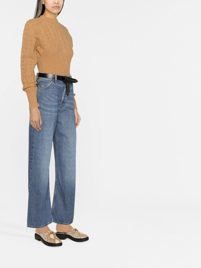 Shop Chloé Cropped Wide-leg Jeans In Blue