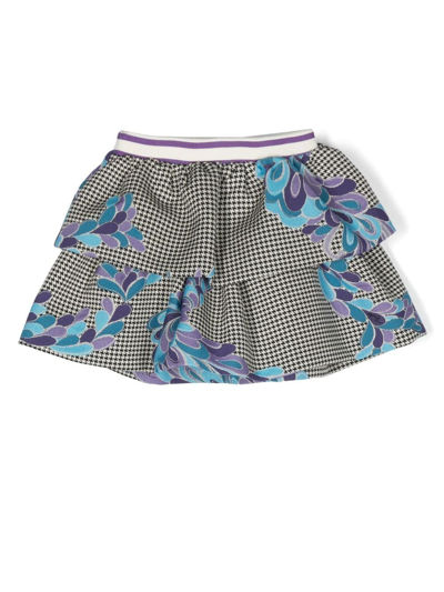 Shop Pucci Junior Houndstooth-print Flared Skirt In White