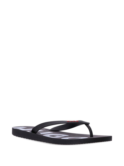 Shop Hugo Dave Logo-print Flip Flops In Black