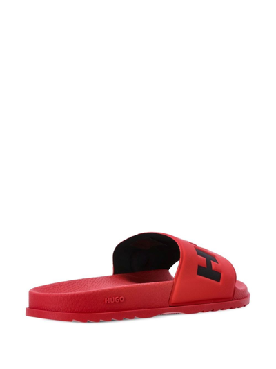 Shop Hugo Match Logo-strap Slides In Red