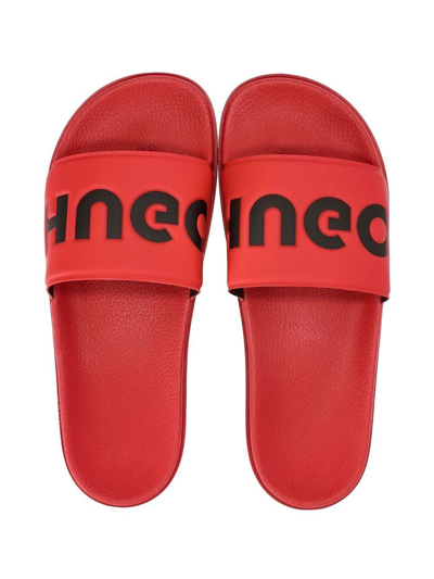 Shop Hugo Match Logo-strap Slides In Red