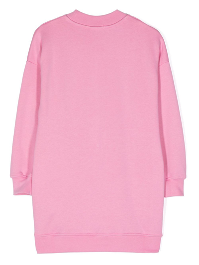 Msgm Logo-print Jersey Jumper Dress In Pink